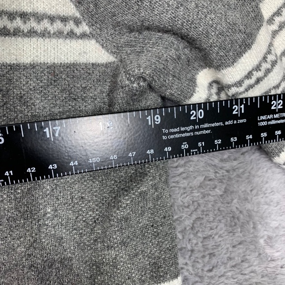 Rebecca Elliot Women’s Cardigan Sweater Small Gray White Aztec Tribal Open Front - Picture 2 of 8